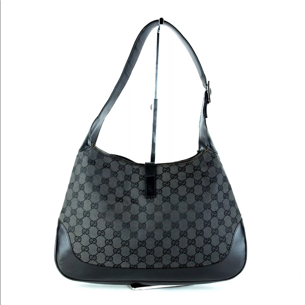 GUCCI GG Black Canvas & Leather Jackie Hobo One - Picture 2 of 8